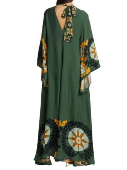 Dark Green Printed Maxi Dress
