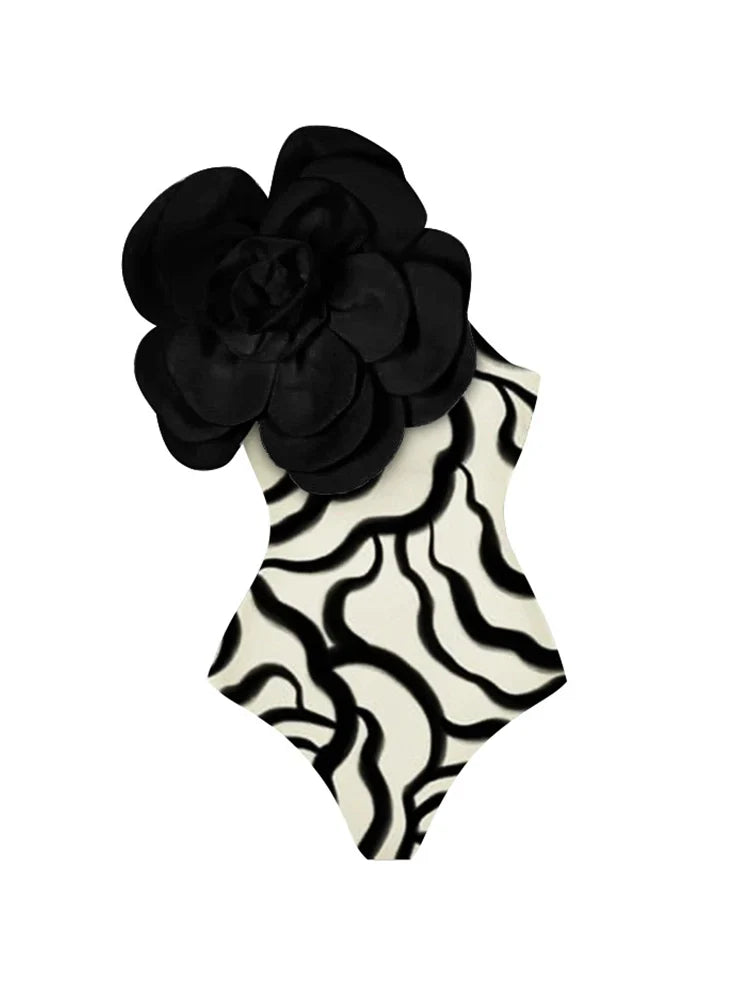 3D Floral One-Piece Swimsuit