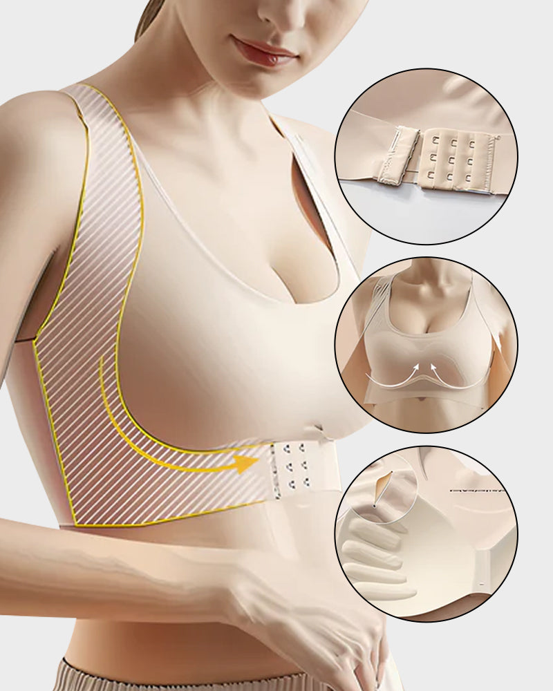 Front Closure Cross-Back Wireless Posture Bra